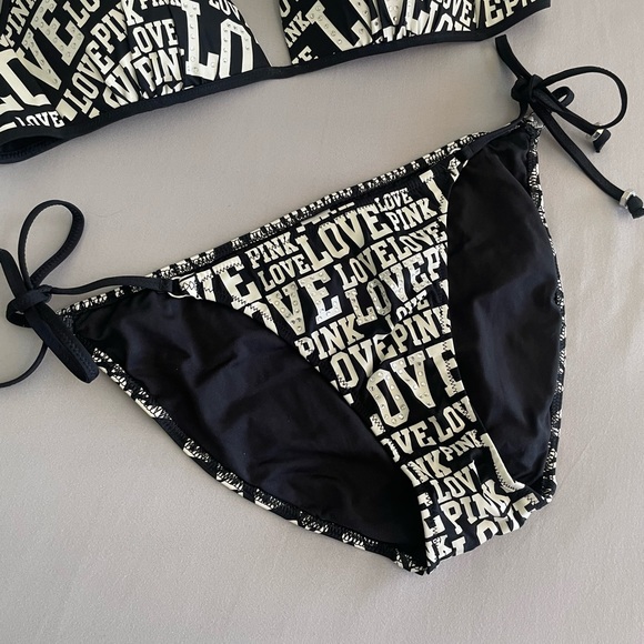 🌟SALE🌟 PINK Victoria’s Secret Rhinestone Bikini, Black/White - Picture 6 of 8